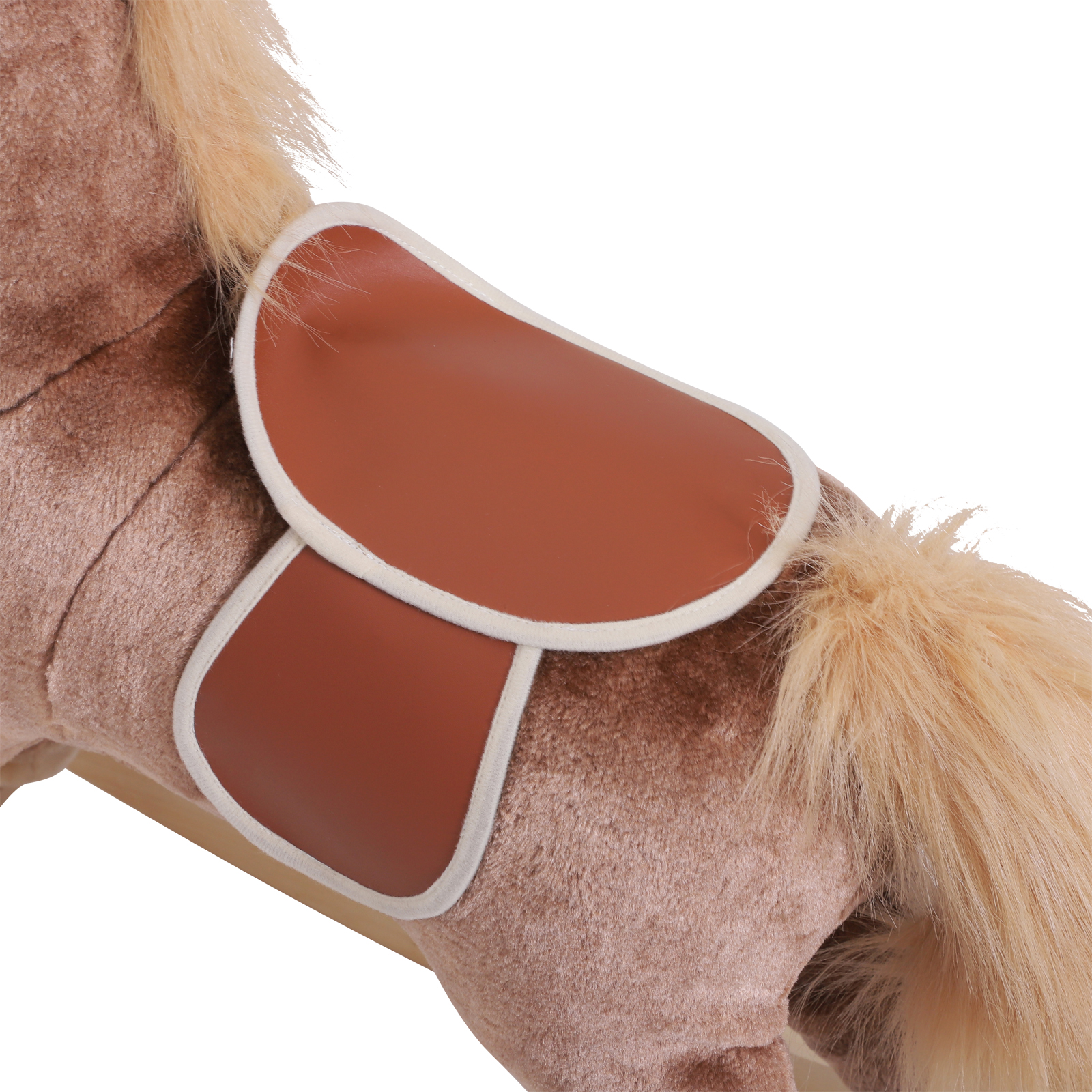 Qaba Kids Rocking Horse,Plush Toddler Rocker,Wooden Base Ride-On Toy with Handle Grip,Traditional Toy for Kids 36M+,Brown,Brown Plush Toys Kids Bikes Riding Toys